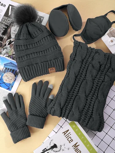 Miniatura 5 de Motarto Conjunto cálido de invierno, gorro de punto, bufanda y guantes calentadores de oídos, para hombres y mujeres, cubierta cálida para clima frío