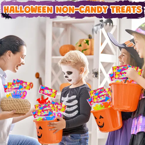 Miniatura 2 de Juguetes de Halloween, regalos a granel para niños, 100 unidades, golosinas adhesivas para manos sin dulces, regalos de fiesta para niños pequeños