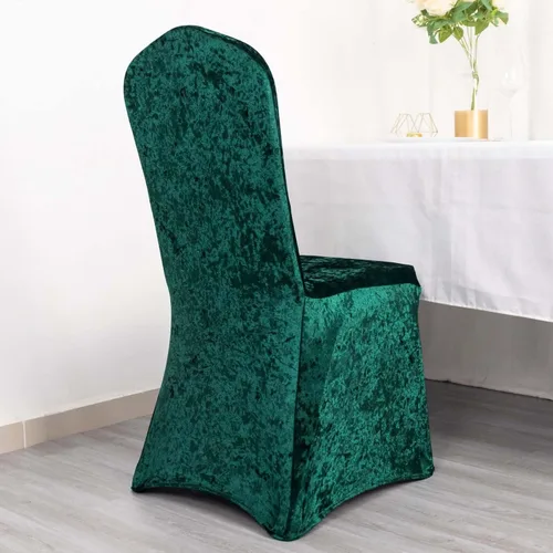 Miniatura 14 de Efavormart - Funda elástica para silla de banquete de terciopelo triturado y elastano negro con bolsillos para los pies, funda para silla de boda