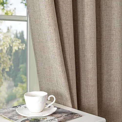 Miniatura 5 de Cortinas 100% opacas de lino sintético, 90 pulgadas de largo, 2 paneles para dormitorio o sala de estar, térmicas y atenuantes, con lengüetas