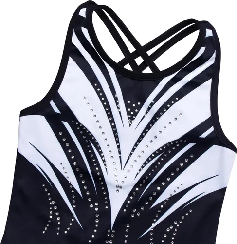 Miniatura 101 de MODAFANS Leotardos de gimnasia para niñas brillantes para bailar ballet, pantalones cortos con espalda cruzada