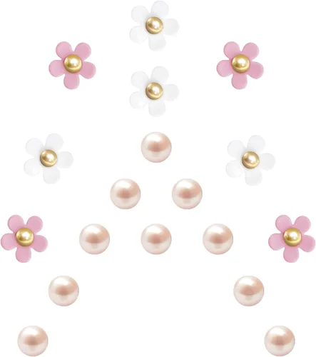 Bellaqueo 18 dijes de flores de margarita para zapatos, dijes decorativos de perlas para mujer, sandalias de zueco, accesorios de flores acrílicas