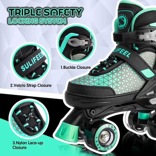 Miniatura 3 de SULIFEEL Patines para niñas y niños, 4 tallas ajustables con ruedas iluminadas, patines seguros y divertidos para niños, mejor regalo para Verde