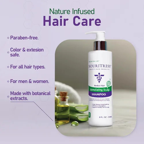 Miniatura 6 de NouriTress Champú estimulante para el cuero cabelludo, champú para cuero cabelludo seco, promueve el crecimiento del cabello con alcanfor, menta