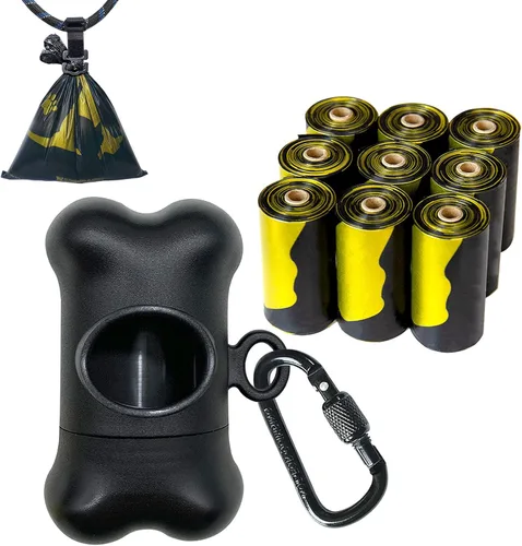 Miniatura 9 de Soporte para bolsa de excremento de perro en forma de hueso para correa Dispensador con 15 bolsas de basura resistentes a fugas y clip de Trigo