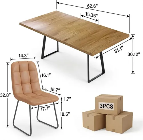 Miniatura 8 de ZckyCine Mesa de Comedor Moderna de Mediados de Siglo y Sillas para 4 Rectangular de Madera Expandible que Ahorra Espacio Multifuncional Marrón