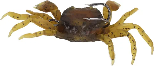 Miniatura 9 de 8 cebos artificiales de cangrejo, señuelo de cangrejo cranka con ganchos afilados, accesorio de aparejos de pesca, amarillo marrón