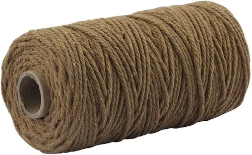 Miniatura 26 de Cuerda de algodón para macramé de 109 yardas de 0.118 pulgadas, 4 hebras trenzadas, cuerda para envolver colgadores de plantas, tejer, suministros