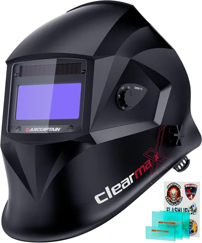 ARCCAPTAIN Casco de Soldar con Pantalla de Visualización Grande, Claridad Óptica Superior 1/1/1/1, Capucha de Soldar con Oscurecimiento Automático,