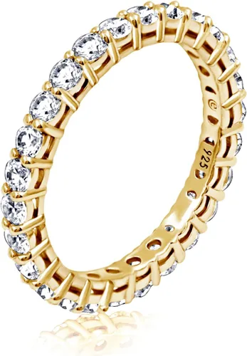 Miniatura 56 de Amazon Essentials Anillo de plata de ley chapada en platino o oro con circonita cúbica redonda de elementos infinitos