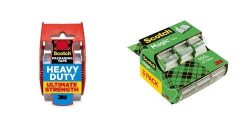 Paquete de cinta de embalaje resistente Scotch para envío, transparente, 1.88 pulgadas x 27.7 yardas, 1 rollo de cinta con dispensador + cinta