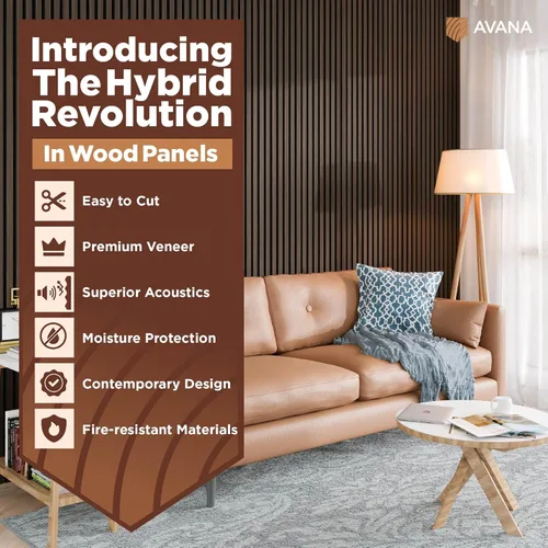 Miniatura 2 de Avana Paneles de pared de madera acústica – Paneles de 93.2 x 11.25 pulgadas – Se adapta a diseños de 94 x 12 pulgadas – Paneles acústicos de nogal