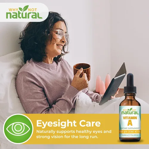 Miniatura 6 de Why Not Natural Vitamina A Drops 10000 UI - Palmitato de retinilo líquido con aceite de coco MCT, VIT vegano Un suplemento para la piel - 1 oz