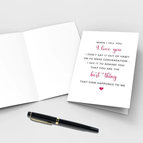 Miniatura 3 de Qiliji Tarjeta del día de San Valentín para marido, novio, esposa, novia, bonita tarjeta de amor de poema para él y ella, tarjeta de aniversario