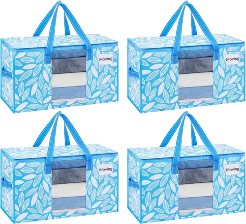 Miniatura 24 de VENO Paquete de 4 bolsas de mudanza resistentes, bolsas de almacenamiento de ropa y edredón con ventana transparente, suministros de embalaje