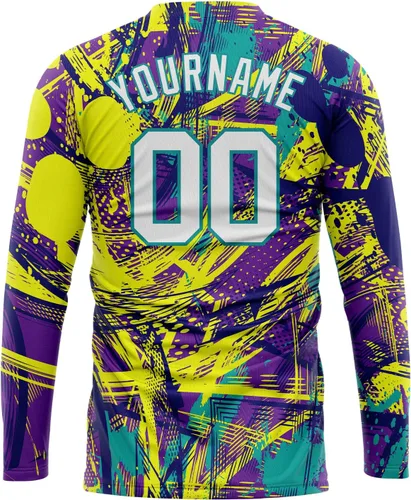 Miniatura 56 de Camisetas de manga larga para hombre, diseño de hip hop, estampado gráfico, informal, manga larga, graffiti, teñido anudado, camiseta