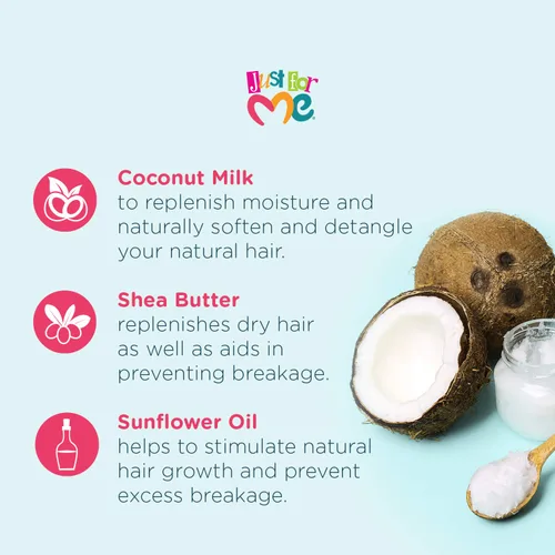 Miniatura 3 de Just For Me La leche natural para el cabello hidrata y protege el acondicionador sin enjuague, mantiene el equilibrio de humedad, con leche de coco