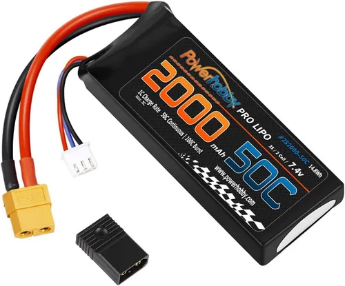 Miniatura 3 de Powerhobby 2s 7.4v 2000mah 50c Lipo Batería w XT60 Plug + Adaptador (2) Compatible con: Traxxas 1/16 E-Revo Slash Rally Summit