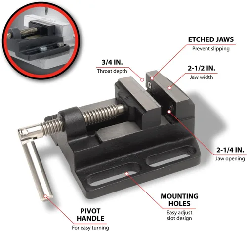 Miniatura 2 de Performance Tool W3939 Prensa de Taladro Resistente de 2-1/2" - Sujeta con Seguridad las Piezas de Trabajo para una Perforación Precisa