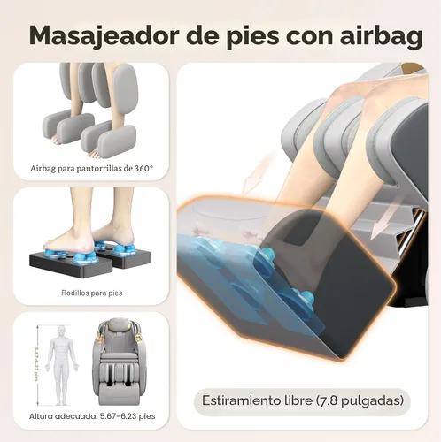 Miniatura 5 de TLIFE Silla de masaje de cuerpo completo, reclinable de gravedad cero de 160° con escaneo corporal, silla de masaje Shiatsu SL-Track de 50 pulgadas