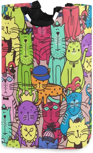 Miniatura 9 de visesunny Cesta de lavandería plegable con diseño de zorros y flechas de animales, de tela Oxford, organizador de juguetes con asa para baño, Multi28