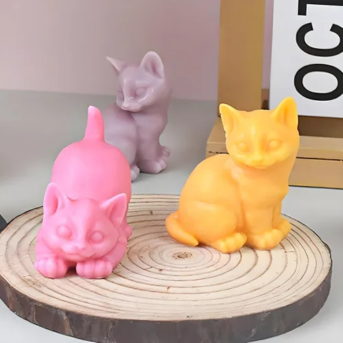 Miniatura 2 de Wehous 2 moldes de silicona para gatos, moldes de jabón de resina de animales 3D, lindo molde de fondant de animales para decoración de pasteles