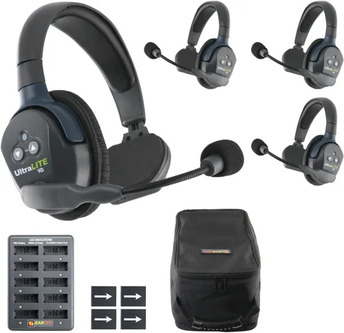 Miniatura 9 de EARTEC UL3S Ultralite-HD Sistema de Comunicación de Intercomunicador Inalámbrico Full Duplex de 3 Personas, Auriculares de Una Oreja, Rango de hasta