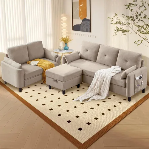 Miniatura 7 de Juego de sofá modular convertible, sofá en forma de L de 77 pulgadas con otomana y sofá biplaza de 48 pulgadas, sofás modernos para sala de estar