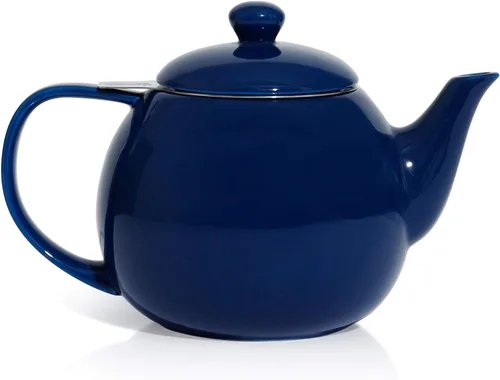Miniatura 9 de Sweese Tetera de porcelana de 27 onzas con infusor para té de hojas sueltas, gris azulado