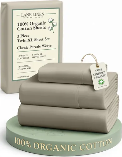 Miniatura 103 de LANE LINEN Sábanas 100% algodón orgánico para cama tamaño King, sábanas de percal suave, transpirables, de lujo, estilo hotelero, lavables a 09