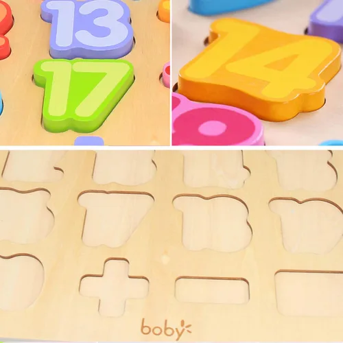 Miniatura 3 de Rompecabezas de números de madera, rompecabezas de letras y números ABC para niños de 3 años, juguetes de aprendizaje preescolar para niños, Rojo