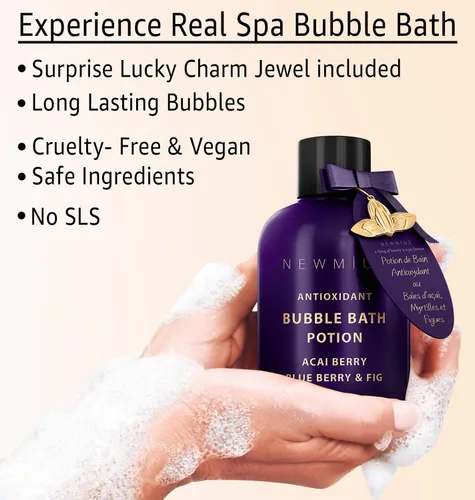 Miniatura 3 de Baño de burbujas antioxidante, espuma de larga duración con Acai Berry Blueberry Fig, aceites esenciales desintoxicantes, hidratantes, relajantes