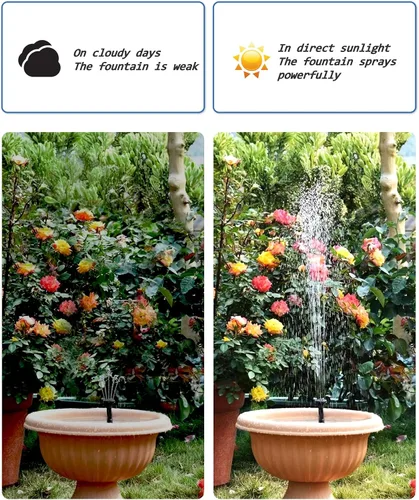 Miniatura 3 de Biling Fuente solar para baño de pájaros, kit de panel solar, bomba de agua solar para exteriores con tubo de 4 pies para baño de colibríes