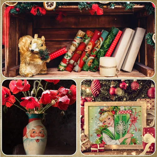 Miniatura 6 de PerKoop 48 hojas de papel de decoupage vintage navideño de 8.3 x 11.7 pulgadas, 12 estilos de papel de Papá Noel navideño, servilleta de papel