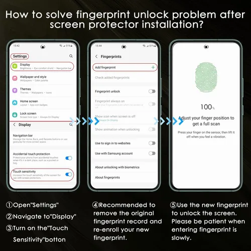 Miniatura 8 de Protector de pantalla de privacidad de vidrio templado para Samsung Galaxy S23 de 6.1 pulgadas, compatible con huellas dactilares, resistente a