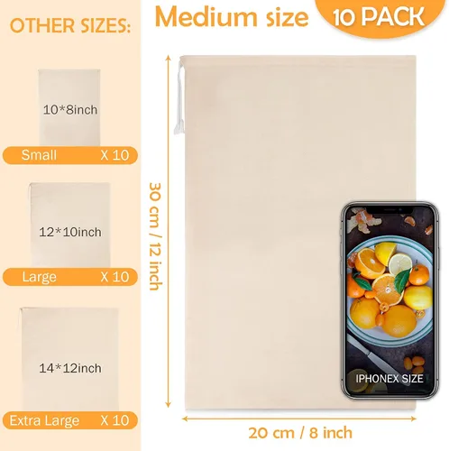 Miniatura 2 de Paquete de 10 bolsas de leche de nueces, 8 x 12 pulgadas, bolsas de estopilla reutilizables de grado de malla fina, coladores, bolsas de filtro