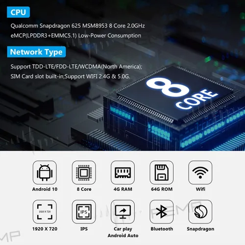 Miniatura 5 de PEMP F30 Pantalla Android 1920x720 HD, Qualcomm 8 núcleos 4+64GB CarPlay Android Auto Utilice el Bluetooth OEM para obtener el sonido, para BMW F30