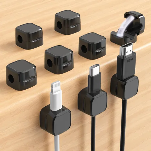 Miniatura 22 de Clips de cable magnéticos, soporte de cable ajustable, organizador adhesivo de alambre para hogar, oficina, escritorio, teléfono, PC, automóvil