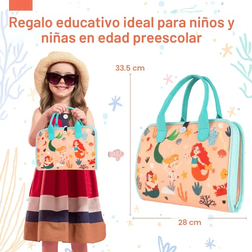 Miniatura 6 de Teefrye Tablero Montessori para niños pequeños de 1 a 3 años de edad, tablero de actividades educativas, juguetes sensoriales de viaje, de 2 a 4 Rosa