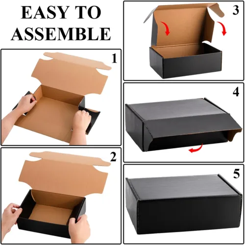 Miniatura 7 de Dicunoy Paquete de 30 cajas de cartón, cajas de envío pequeñas de 9 x 6 x 3 pulgadas, caja de cartón corrugado negro para enviar por correo, cajas