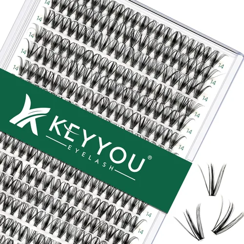 Miniatura 29 de Kit de extensión de pestañas DIY KEYYOU 300 piezas, kit de racimos de pestañas con removedor de pegamento y aplicador, fácil de usar