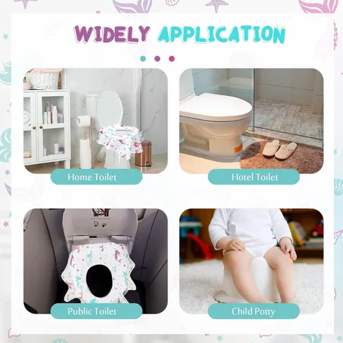 Miniatura 5 de Kosiz 50 fundas de asiento de inodoro desechables extra grandes para niños y adultos en baños públicos, fundas de asiento de inodoro portátiles