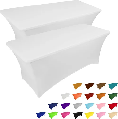Miniatura 23 de IVAPUPU Paquete de 2 Manteles de Mesa de 6 Pies para Mesa Rectangular Ajustados para Eventos Elásticos Azul Niebla Cubiertas de Mesa Lavables Azul