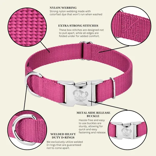Miniatura 6 de Country Brook Petz - Collar de nailon para perro con hebilla de metal para razas pequeñas, medianas y grandes, más de 10 colores cálidos
