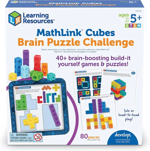 Miniatura 6 de Learning Resources MathLink® Cubes Desafío de Rompecabezas Cerebral, 80 Piezas, Edades 5+, Cubos de Enlace, Cubos Conectores, Elemento Manipulativo
