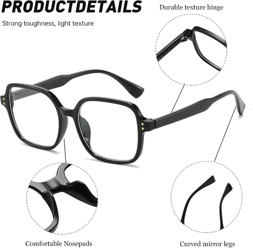Miniatura 4 de LJCZKA Lentes cuadrados de bloqueo de luz azul para mujeres y hombres, lentes rectangulares retro de los años 90 para juegos de computadora