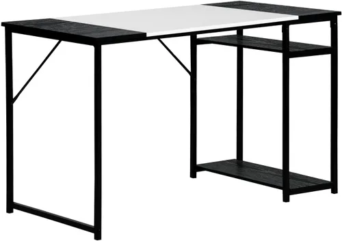 Miniatura 10 de FurnitureR Escritorio para computadora con estantes para espacios pequeños, escritorio simple para oficina en casa, escritorio de estudio, Marrón