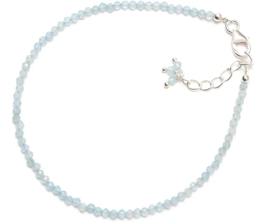 Miniatura 29 de Pulsera ajustable de plata esterlina 925 con cuentas completas para mujer, cuentas de piedras preciosas naturales, pulsera delicada, regalo