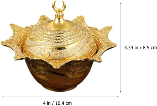 Miniatura 3 de OSALADI Tapa decorativa de metal para tazón, contenedor de almacenamiento pequeño para dulces, nueces y dulces, para bodas, fiestas y decoración