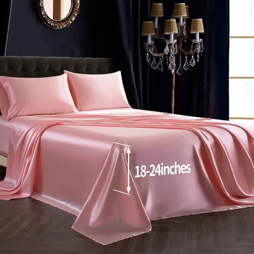 Miniatura 18 de SiinvdaBZX Juego de sábanas de satén de 4 piezas tamaño King, ultra sedosas y suaves, sábanas de cama King de satén azul marino con bolsillo